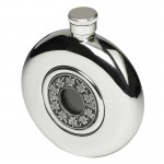 Irish Round Hip Flask with Glass - Shamrock 5oz Irish Round Hip Flask with Glass - Shamrock 5oz
