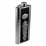 Irish Pewter Hip Flask - Steel and Leather - Celtic Irish Pewter Hip Flask - Steel and Leather - Celtic