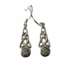 Silver Celtic Knot Earrings with Connemara Marble