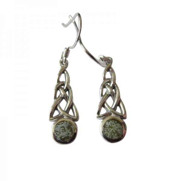Silver Celtic Knot Earrings with Connemara Marble