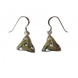 Silver Trinity Earrings with Connemara Marble
