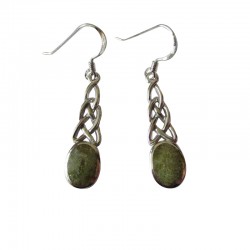 Silver Celtic Earrings with Connemara Marble