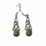 Silver Celtic Knot Earrings with Connemara Marble