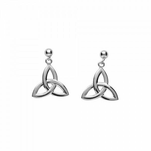 Irish Silver Trinity Knot Drop Earrings - Small 