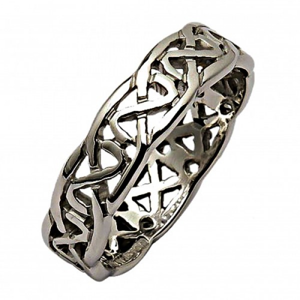 Irish Silver Celtic Knot Ring - Narrow Band