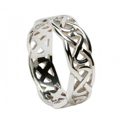 Irish Silver Celtic Knot Ring - Wide Band