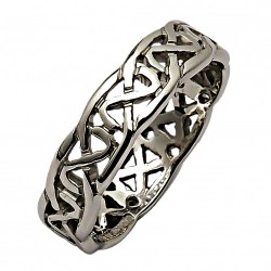 Irish Silver Celtic Knot Ring - Narrow Band