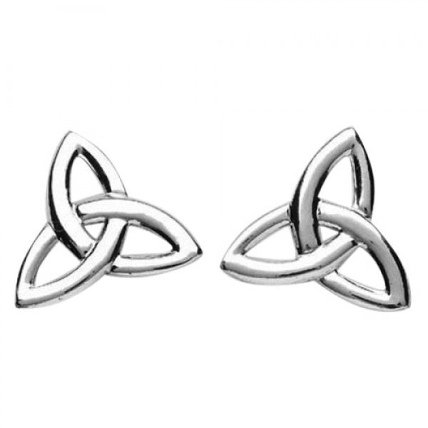 Irish Silver Trinity Knot Stud Earrings - Large