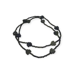 Connemara Marble Bead Necklace with Carved Shamrocks