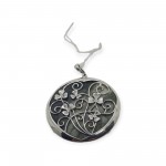 Large Connemara Marble Shamrock Pendant - Sterling Silver