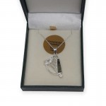 Connemara Marble Harp Pendant - Sterling Silver