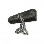 Silver Trinity Knot Pendant with Green And White Stones