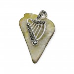 Sterling Silver Irish Harp Pendant with Marcasite Detail