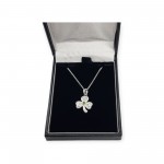 Irish Silver Shamrock Pendant with Green Stone