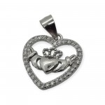 Silver Claddagh Heart Shaped Pendant