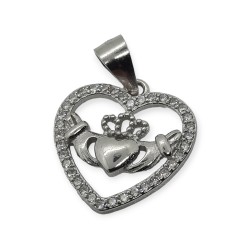 Silver Claddagh Heart Shaped Pendant