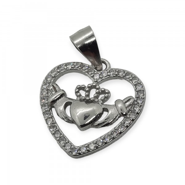 Silver Claddagh Heart Shaped Pendant