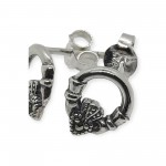 Irish Silver Claddagh Stud Earrings with Marcasite 