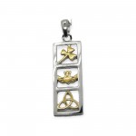 Silver 2 Tone Pendant - Claddagh, Trinity and Shamrock
