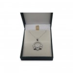 Claddagh Pendant Necklace Large - Sterling Silver with CZ