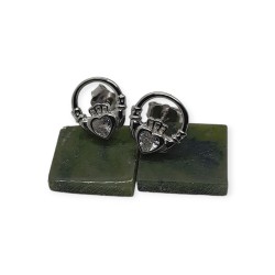 Silver Claddagh Stud Earrings with White CZ Stone 