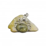 Silver Claddagh Pendant Necklace with Connemara Marble