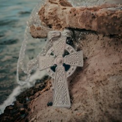 Silver Celtic Cross - Book of Kells - Medium