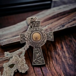 Silver Celtic Cross - Gold Plated Centre - Medium