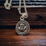 Silver Claddagh Pendant with Black Background - Small