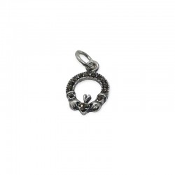 Small Silver Claddagh Pendant with Marcasite