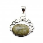 Silver Claddagh Pendant Necklace with Connemara Marble