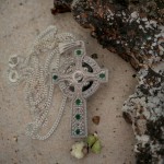 Silver Celtic Cross - Emerald CZ Stone