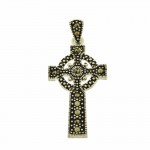 Irish Silver Celtic Cross with Marcasite - Sterling Silver