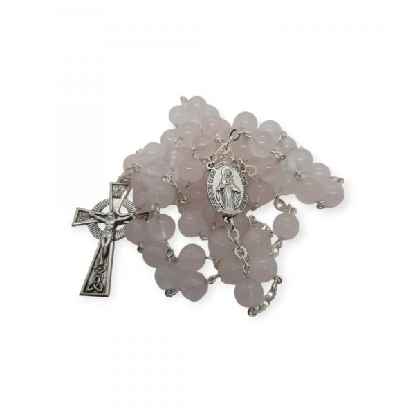 Irish Made Rose Quartz Rosary Beads 8mm