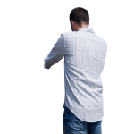 Cotton Grandfather Shirt - Blue with White Stripe - Made in Ireland