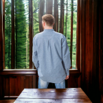 Grandfather Shirt - Blue with White Pinstripe - Made in Ireland