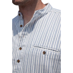 Cotton Grandfather Shirt - Blue with White Stripe - Made in Ireland