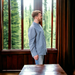 Grandfather Shirt - Blue with White Pinstripe - Made in Ireland