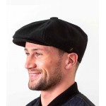 Donegal Tweed Newsboy 8 Panel Cap - Solid Black