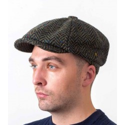 Donegal Tweed Newsboy Cap - Green Herringbone - Scholar