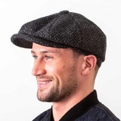Donegal Tweed Newsboy Cap - Dark Charcoal Scholar