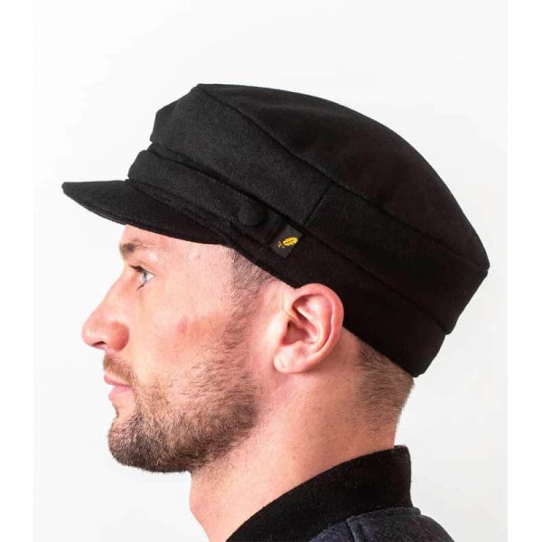 Melton Skipper Cap - Black Milled Wool