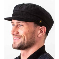 Corduroy Skipper Cap - Black - Hatman of Ireland
