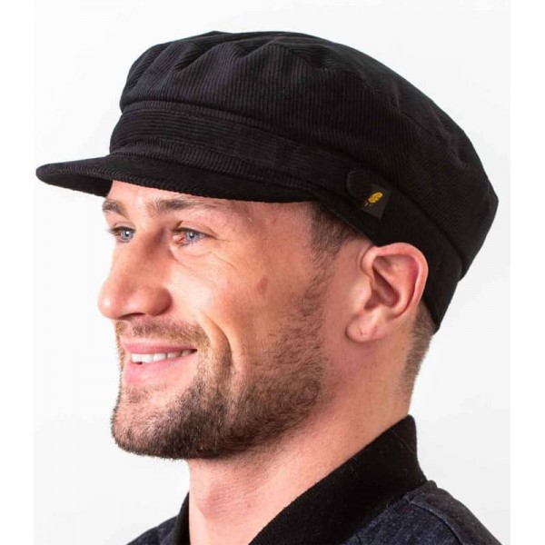 Corduroy Skipper Cap - Black - Hatman of Ireland