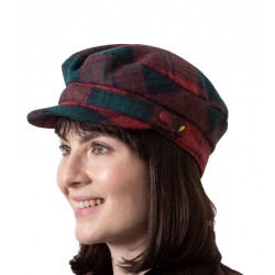 Tartan Plaid Skipper Cap - Lindsay Pattern Brushed Wool