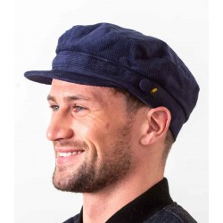 Corduroy Skipper Cap - Navy Blue - Hatman of Ireland