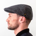 Donegal Tweed Flat Cap - Charcoal Herringbone