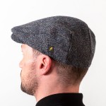 Donegal Tweed Flat Cap - Charcoal Herringbone