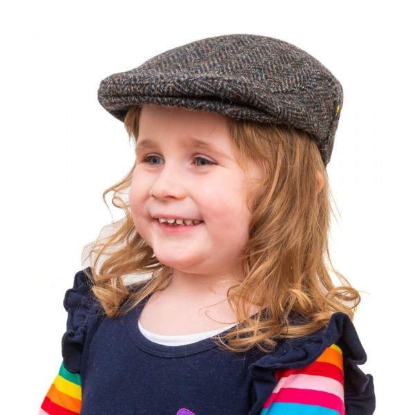 Donegal Tweed Childs Cap - Charcoal Grey