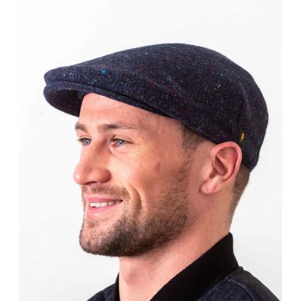 Donegal Tweed Flat Cap - Navy Blue
